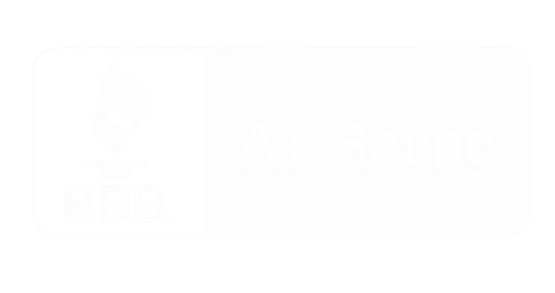 Better Business Bureau accredited business badge in white