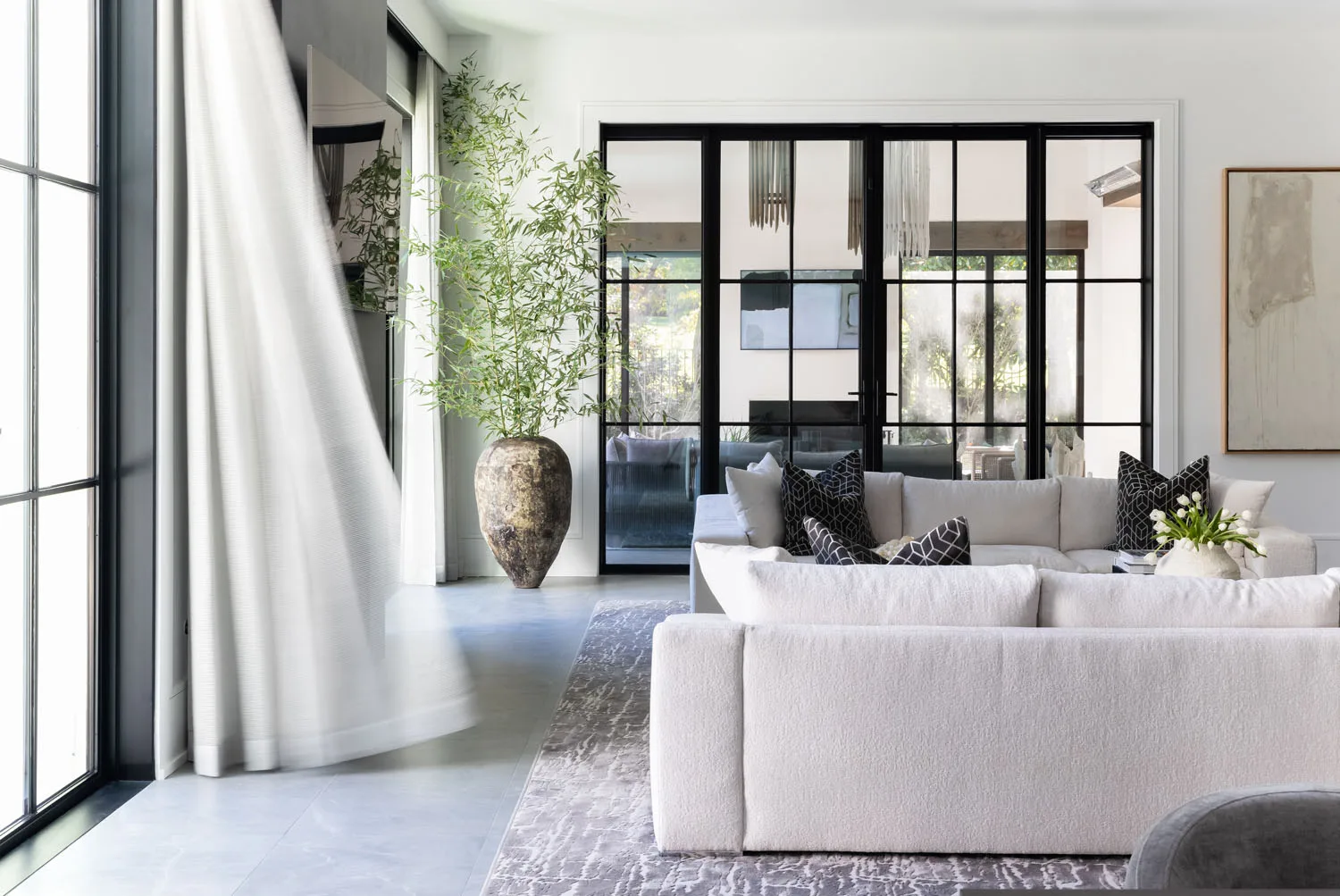 Bright living room at The Cloisters custom residence